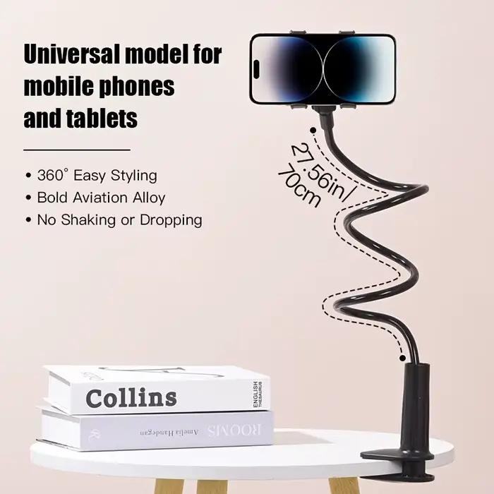 Support de téléphone pour lit avec bras long flexible à clipser pour tête de lit et canapé pour détente et utilisation mains libres