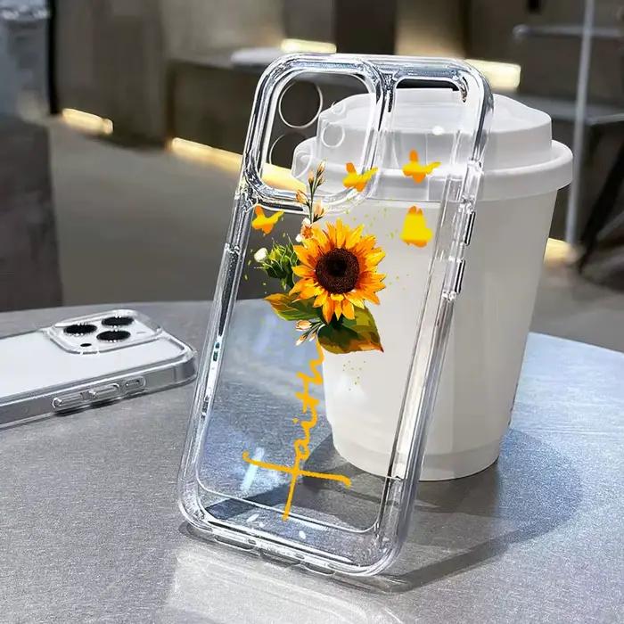 Coque Fleur Transparente Antichoc pour iPhone 11, 17, 15, 12, 13, 14, 16 Pro Max, X, XR, XS Max, Air 14, 15 Plus, 16 Pro – Étui de Protection Funda