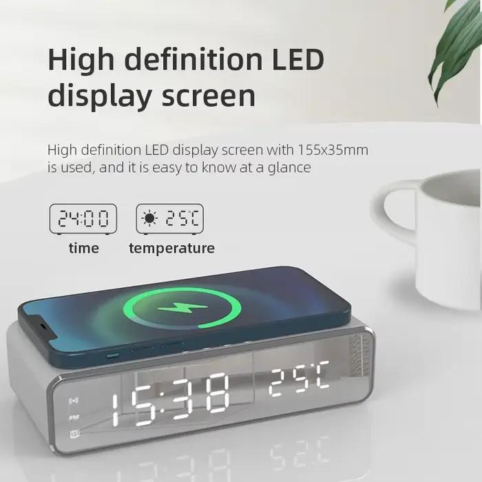 Chargeur sans fil pour iPhone et Samsung, réveil numérique LED, charge rapide, écouteurs Therye.com, chargeurs de téléphone, station S6