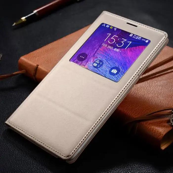 Pour Samsung Galaxy Note 4 Note4 étui intelligent SM N910 N910F N910C N910H coque de téléphone en cuir antichoc Flip couverture avec puce d'origine