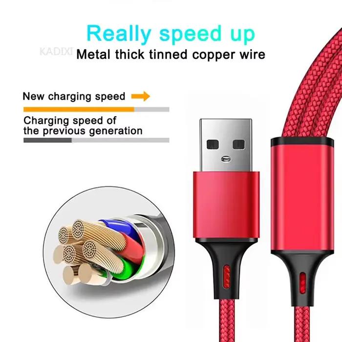 Câble de charge rapide USB 3 en 1 KADIXI Type C Micro IOS Multi-chargeur pour iPhone Huawei Samsung