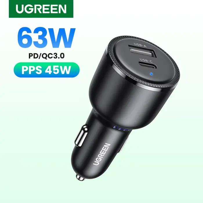 Nouveau dans UGREEN 63W chargeur de voiture PD QC 3.0 PPS 45W USB Type C charge rapide pour iPhone 17 16 Samsung Xiaomi