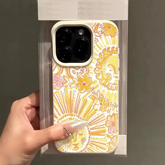 Coque de téléphone à motif de visage de soleil