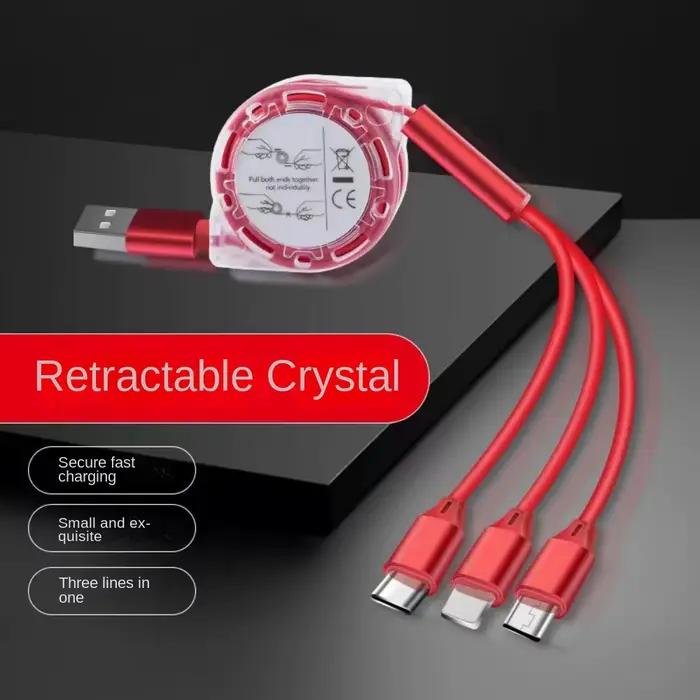 Câble USB de données rétractable 3 en 1 pour chargeur iPhone