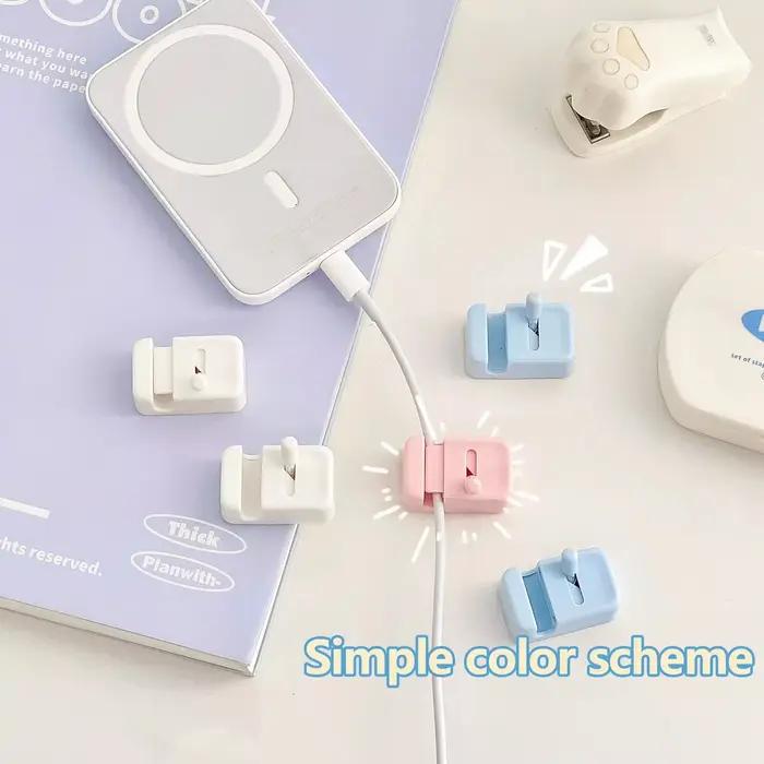Clip de gestion des câbles pour bureau - Organisateur de câbles simple à fixer sur le bord, sans perçage, pour câbles de charge et fils de données.