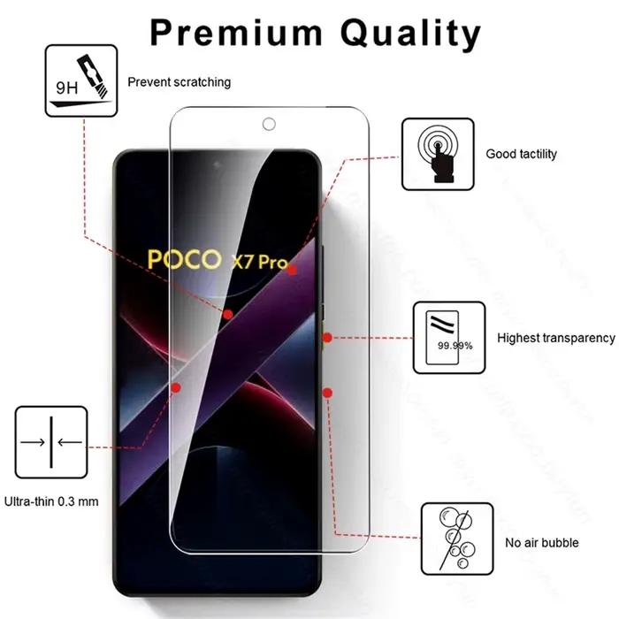 5-1 pièces 9H verre trempé pour Poco X7 Pro 5G
