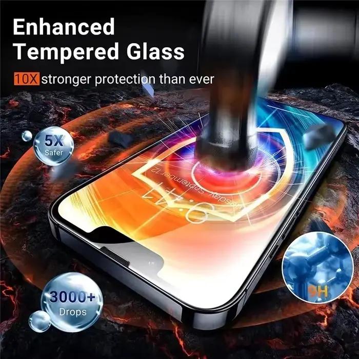 Film de protection en verre trempé pour iPhone 14 13 12 11 16 15 Pro Max et autres modèles, résistant aux rayures et aux éclats, pour une visibilité claire et sans empreintes digitales