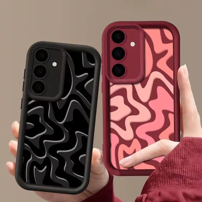 Coque de téléphone à motif rayé pour Samsung Galaxy A57 A27 A37 A56 A16 A17 A36 A26 A55 A54 A15 S26 S25 S24 S23 S22