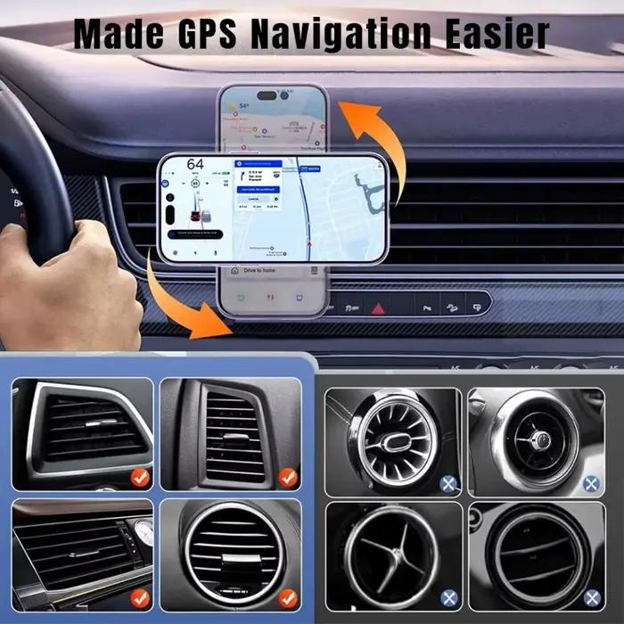 Support magnétique pour téléphone de voiture avec chargeur sans fil rapide 15W 360° °