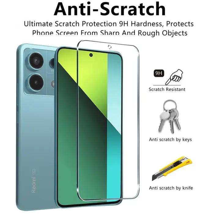 Protecteur d'écran en verre trempé pour Xiaomi Redmi Note 13 14 12 11 12s 10 8 9 Pro 13C 12C 14C 4 pièces résistants aux rayures et éclats pour smartphone occasionnels et quotidiens