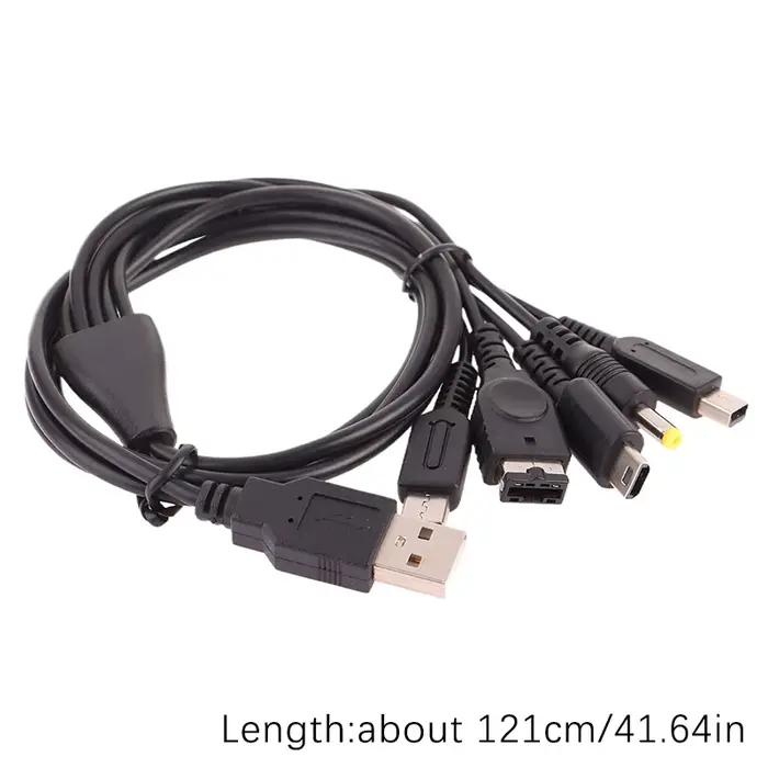 Câble de chargement rapide 5 en 1, 1.2M, USB, pour chargeur de jeu, pour nouveau 3DS XL NDS Lite NDSI LL Wi I U GBA PSP