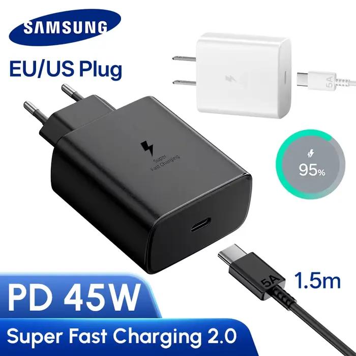 Chargeur Samsung d'origine 45w Super Fast Charge Adaptateur EU US USB C