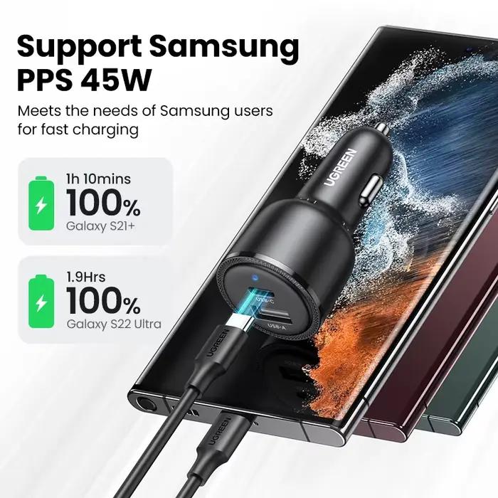 Nouveau dans UGREEN 63W chargeur de voiture PD QC 3.0 PPS 45W USB Type C charge rapide pour iPhone 17 16 Samsung Xiaomi