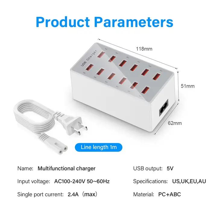 Station de chargeur multi-USB S6 12 ports