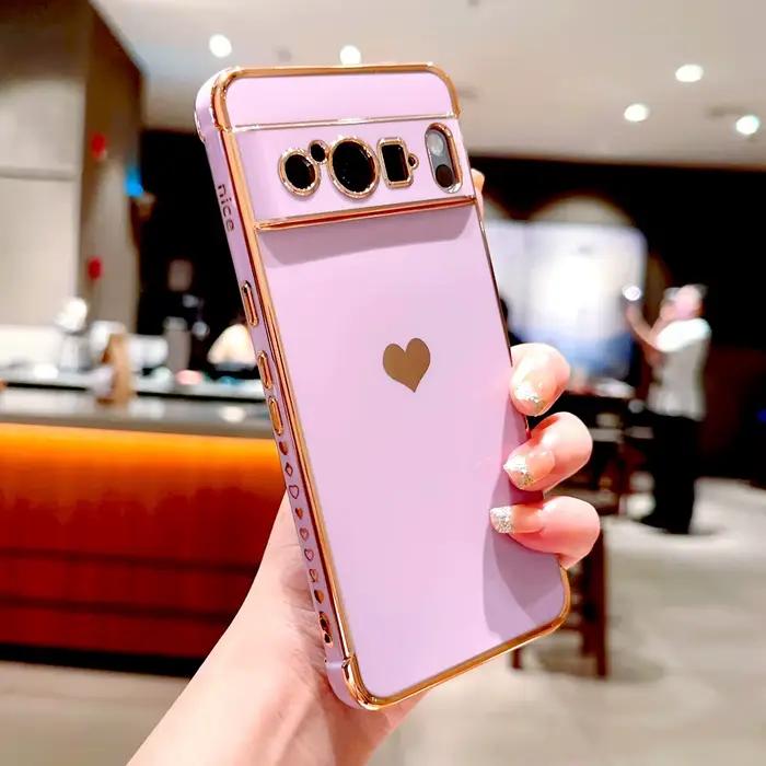 Coque plaquée TPU pour Google Pixel 10 9 8 Pro XL 7A 8A 8Pro 9Pro pour Pixel 9 8 Pro XL 8A, protection complète souple, cœur d'amour