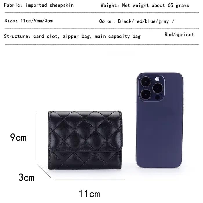 Porte-cartes matelassé en peau de mouton pour femmes, étui à deux volets en cuir pour cartes de crédit bancaire, portefeuilles, porte-monnaie, marque de luxe, sac pour cartes de visite