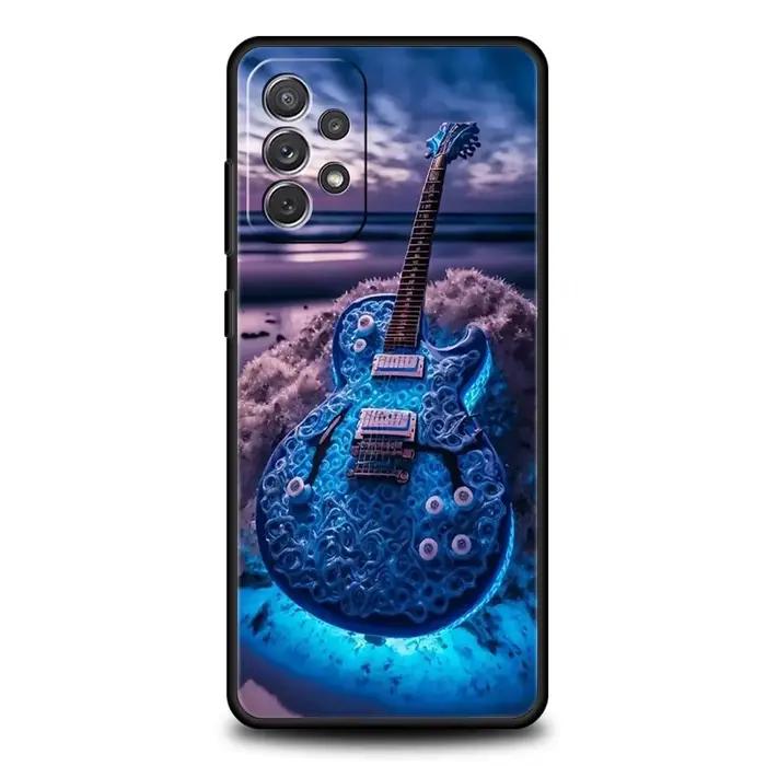 Coque de téléphone pour Samsung avec design de guitare et touches musicales, étui souple à moitié enveloppé pour Galaxy A14 A54 A34 A51 A71 A72 A73 A32 A52 A52S A01 A11 A21S A31 A41 5G