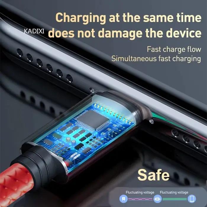 Câble de charge rapide USB 3 en 1 KADIXI Type C Micro IOS Multi-chargeur pour iPhone Huawei Samsung