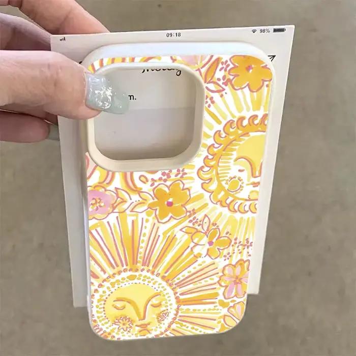 Coque de téléphone à motif de visage de soleil