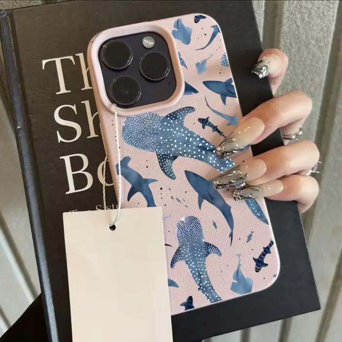 Coque de téléphone à motif requin océan aquarelle bleue