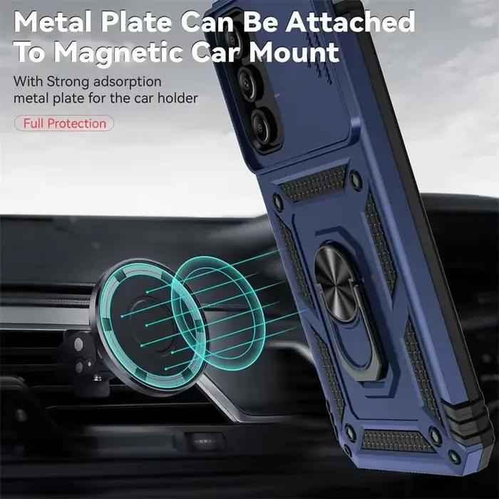 Coque de téléphone antichoc de qualité militaire avec protection coulissante pour objectif d'appareil photo et support anneau pour Samsung Galaxy A16 A06 A15 A25 A35 A55 5G S24FE