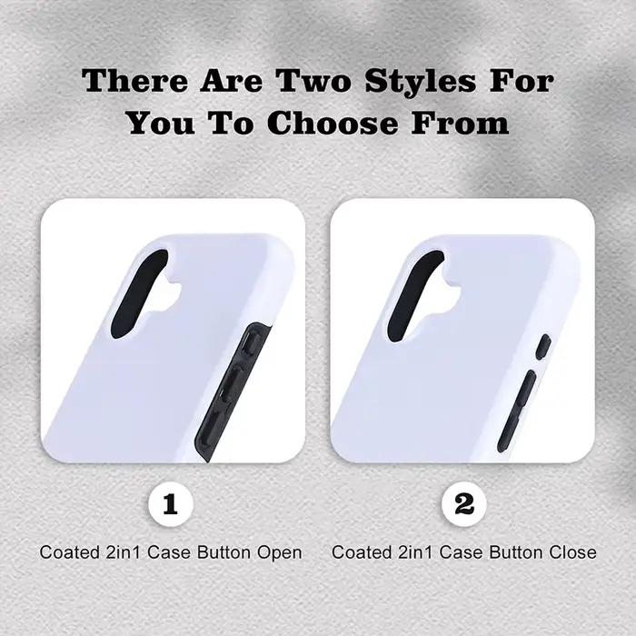 Coque de téléphone 2-en-1 enduite par sublimation 3D pour iPhone 17 16 12 13 14 15 Pro Max Plus htvront h17