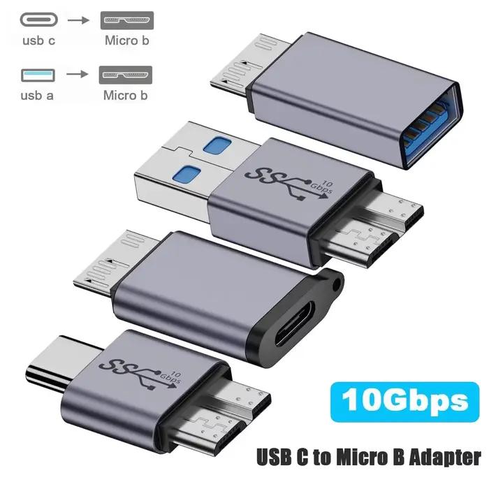 Adaptateur USB C vers Micro B 10Gbps Micro B vers USB C 3.2 Type C femelle vers Micro B mâle, câble convertisseur pour disque dur SSD ordinateur portable