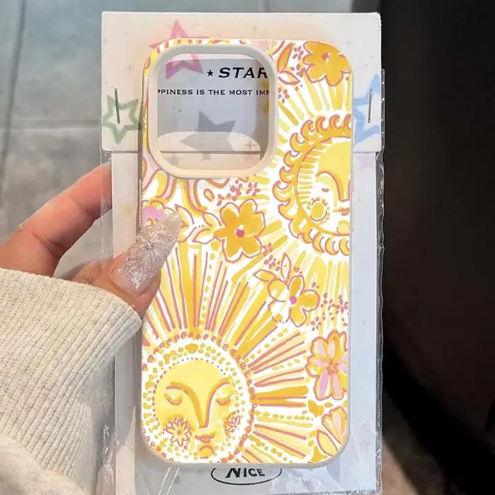 Coque de téléphone à motif de visage de soleil