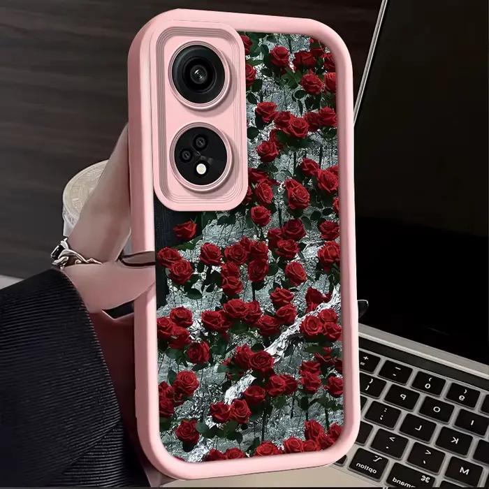 Coque de téléphone en silicone fleur rose de luxe pour Oppo Reno8T, Reno 8 T, 4G, 5G, Reno8 T, protection de l'appareil photo, coque arrière