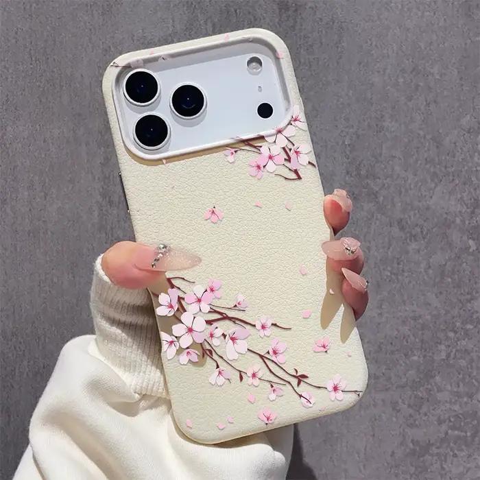 Coque de téléphone antichoc motif fleurs de pêcher roses pour iPhone 17 Pro 16 Pro 15 Pro Max 14 13 12 11 SE Occasions Spéciales