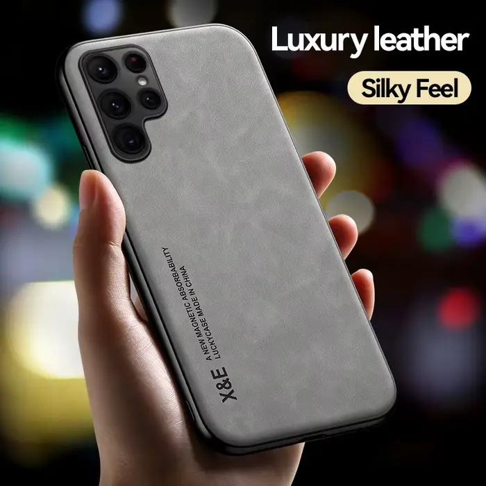 Étui en cuir de mouton magnétique pour Samsung S25 S24 S23 S22 Ultra S21 S20 FE Plus A73 A52s A54 A53 A55 5G coque antichoc élégante pour homme et femme occasions spéciales