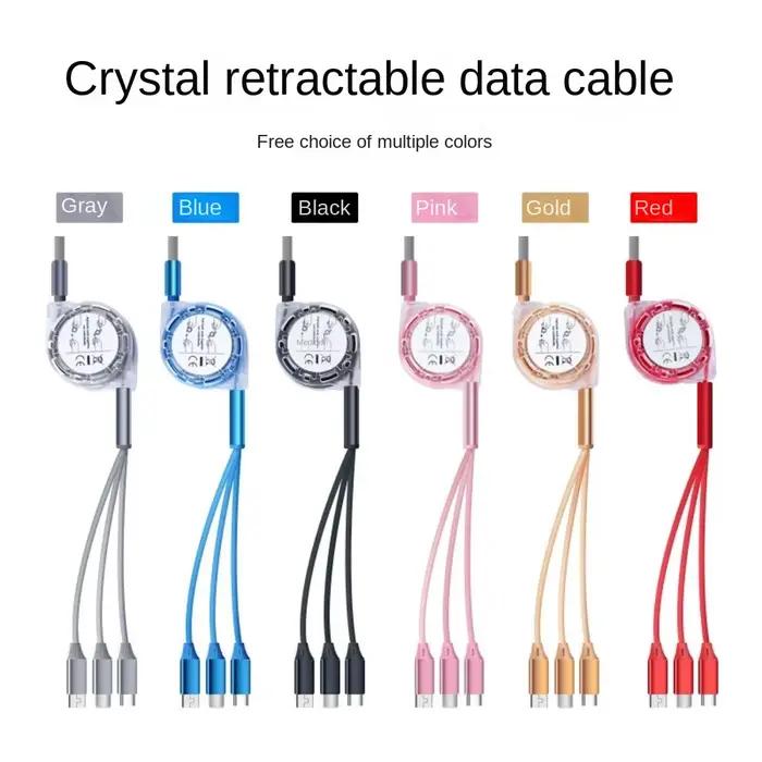 Câble USB de données rétractable 3 en 1 pour chargeur iPhone