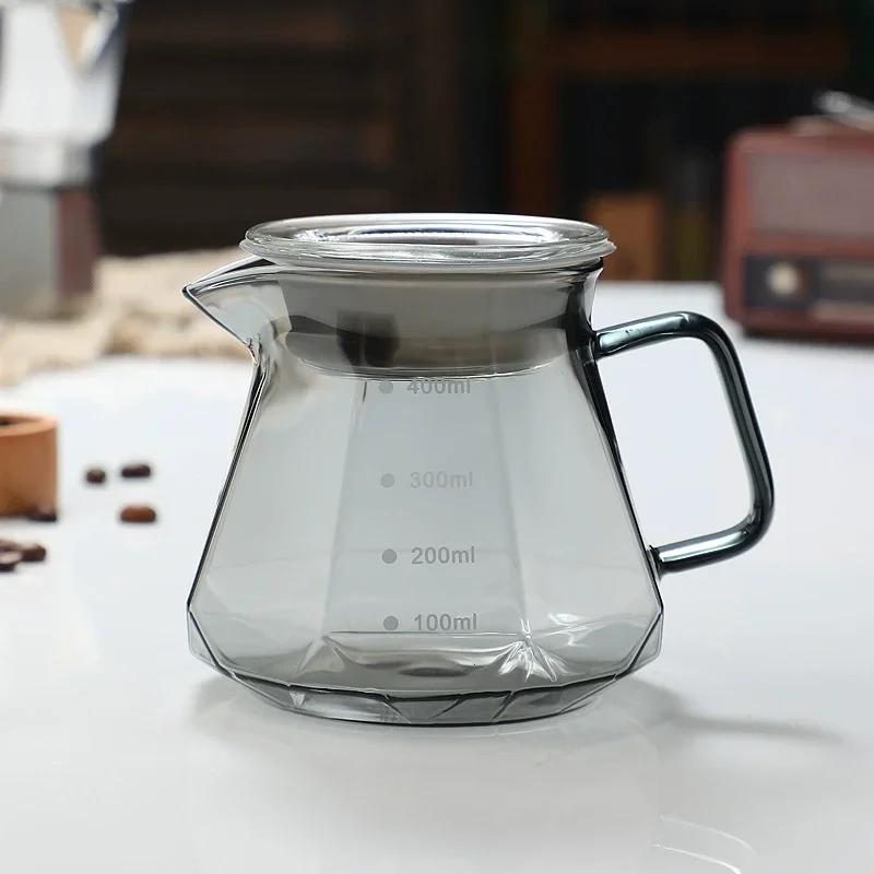 Carafe à café en verre au design diamanté, pot à café en verre transparent pour machine à café filtr