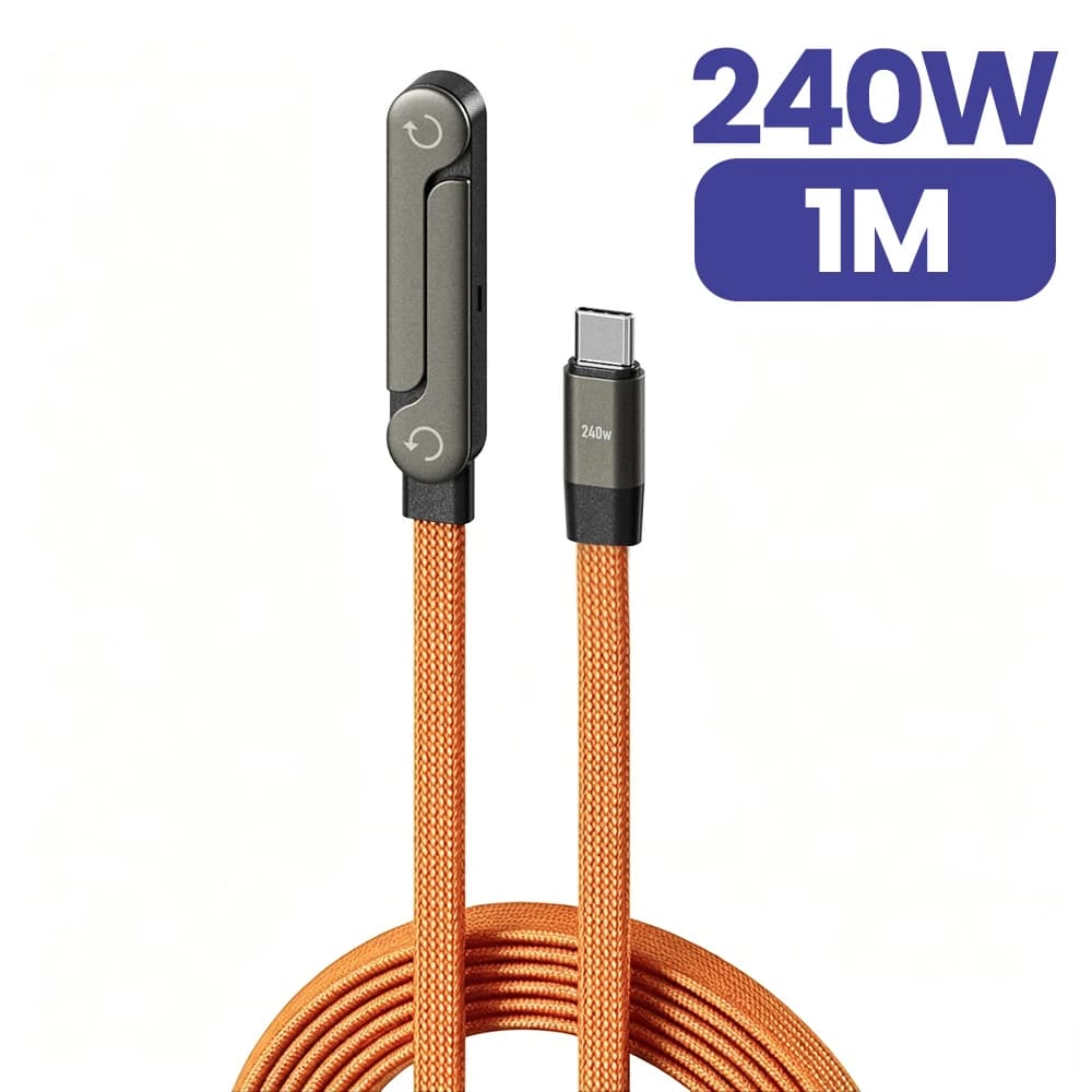 Câble de charge USB-C vers USB-C 2-en-1 240W avec support de téléphone intégré et charge rapide pour