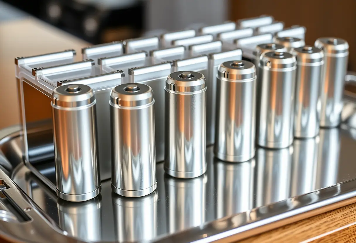 Un alignement de coques métalliques sur un plateau argenté