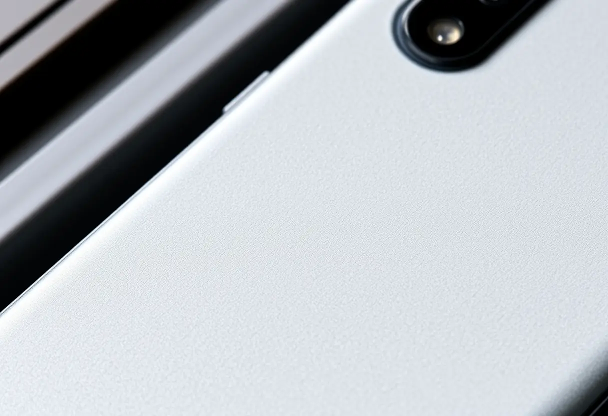 Vue rapprochée d'une coque Soft Touch sur un iPhone 16 mettant en valeur la texture et le confort d'usage