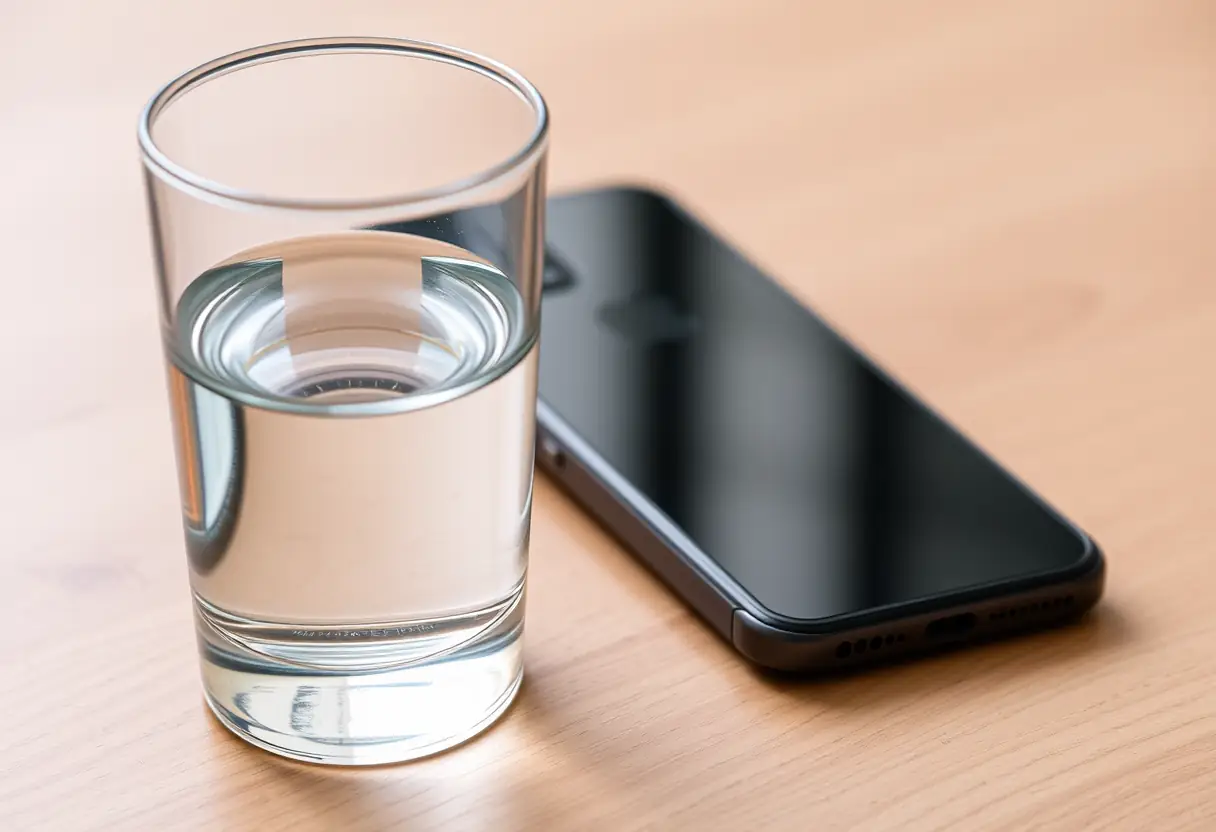 Un téléphone iPhone avec une coque en verre trempé